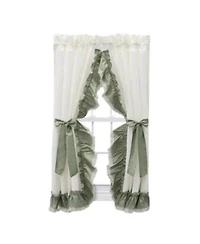 Ellis Curtain Madelyn Ruffled Victorian Priscillas 1.5 X22 Rod Pocket Curtain Panel 100 X22 X 72 X22 Sage