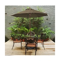 Astella 9-Foot Wood-Grained Steel Market Patio Umbrella with Push Lift in Taupe Polyester