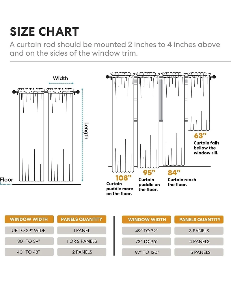 Kate Aurora 2 Piece Halloween Spooky Harvest Themed Pumpkin Spice Colored Rod Pocket Sheer Voile Window Curtain Panels