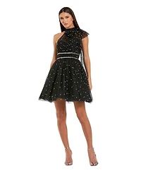 Mac Duggal Women's Pearl Embellished A Line Mini Dress with Bow