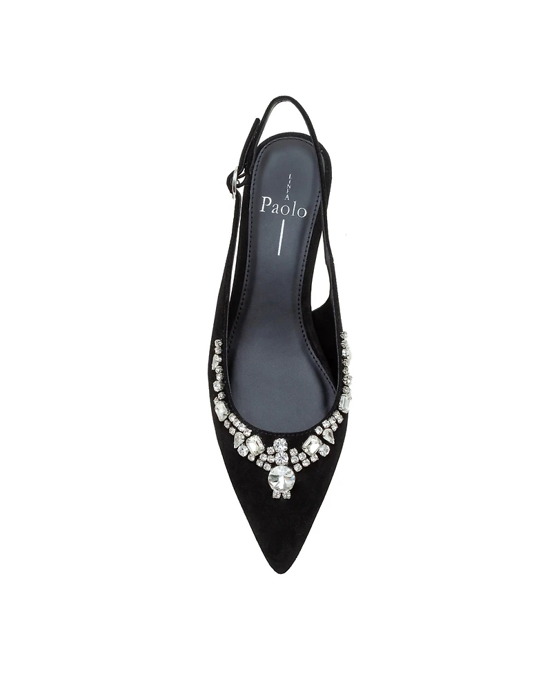 Linea Paolo Crystal | Bejeweled Kitten Heel Slingback Pump