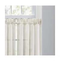 Ellis Curtain Cotton Voile 1.5" Rod Pocket Tailored Tier Pair for Windows 80" x 36" Natural