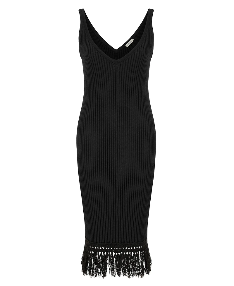 Labeca London Women's Elise Knee Length Fringe Midi Dress L