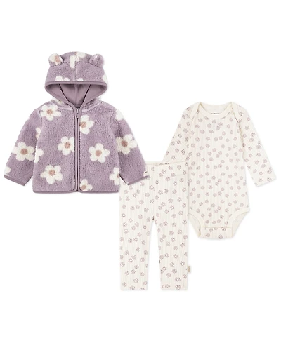 Huggies Baby Girls 3-Piece Floral Jacket, Bodysuit and Pants Set