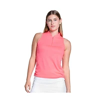 Lucky In Love On Par Zip Womens Sleeveless Golf Top