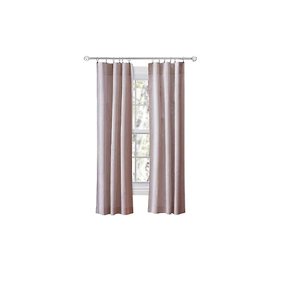 Ellis Curtain Plaza Classic Ticking Stripe Printed on Natural Ground Tailored Panel Pair with Tiebacks 56" x 63" Brick