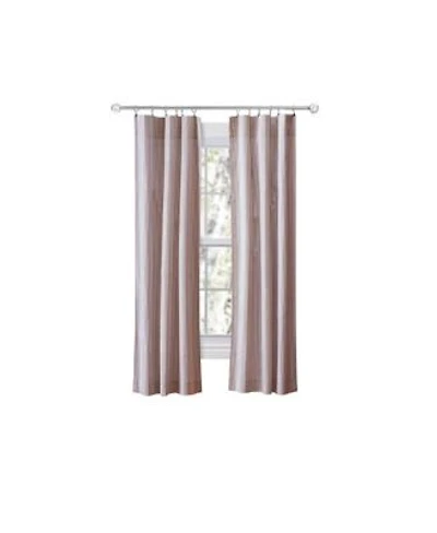 Ellis Curtain Plaza Classic Ticking Stripe Printed On Natural Ground Tailored Panel Pair With Tiebacks 56 X22 X 63 X22 Brick