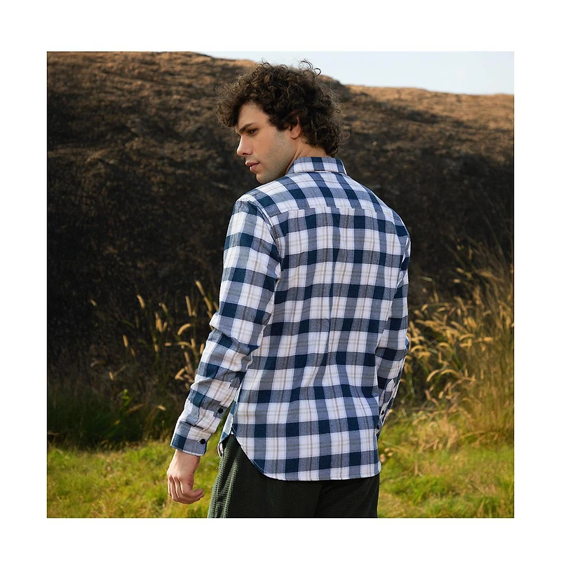 Campus Sutra Men's Navy Blue Bi-Buffalo Check Shirt