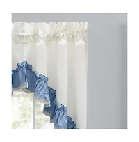 Ellis Curtain Madelyn Ruflled Victorian 1.5" Rod Pocket Swag for Windows Lace Edge 82" x 38" Slate