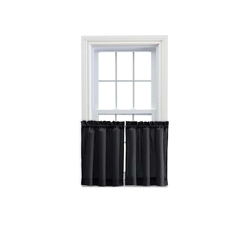 Ellis Stacey Solid Color Window 1.5" Rod Pocket High Quality Fabric Tailored Tier Pair 56"x24