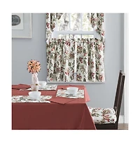 Ellis Curtain Madison Floral Design Printed Natural Ground 1.5" Rod Pocket Tailored Tier 56" x 36" Brick