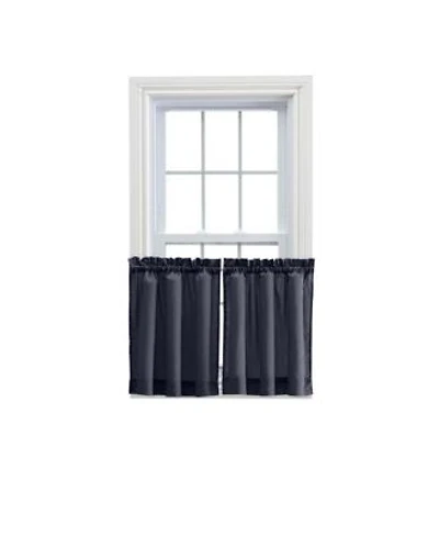 Ellis Stacey 1.5 X22 Rod Pocket High Quality Fabric Solid Color Window Tailored Tier Pair 56 X22x36 X22 Navy