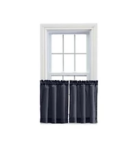 Ellis Stacey 1.5 X22 Rod Pocket High Quality Fabric Solid Color Window Tailored Tier Pair 56 X22x36 X22 Navy