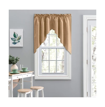 Ellis Lisa Solid Color Poly Cotton 1.5" Rod Pocket Duck Fabric Stylish Tailored Swag 56"x36" Tan