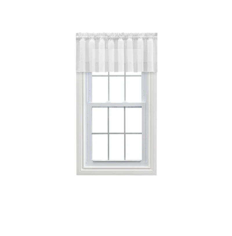 Ellis Curtain Shadow Stripe 1.5" Rod Pocket Tailored Valance for Windows 82" x 12" White
