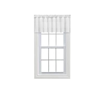 Ellis Curtain Shadow Stripe 1.5" Rod Pocket Tailored Valance for Windows 82" x 12" White