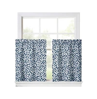 Ellis Curtain Sea Tumble Window Treatment 1.5" Rod Pocket 100% Cotton Curtain Tiers 50" x 36" Navy