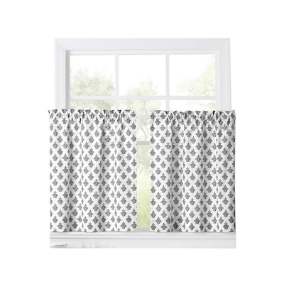 Ellis Curtain Manchester Window Treatment 1.5" Rod Pocket 100% Cotton Curtain Tiers 50" x 36" Black