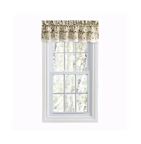 Ellis Curtain Cherries Ruffled 1.5" Rod Pocket Valance for Windows 52" x 12" Natural