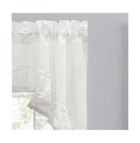 Ellis Curtain Madelyn Ruflled Victorian 1.5" Rod Pocket Swag for Windows Lace Edge 82" x 38" Natural