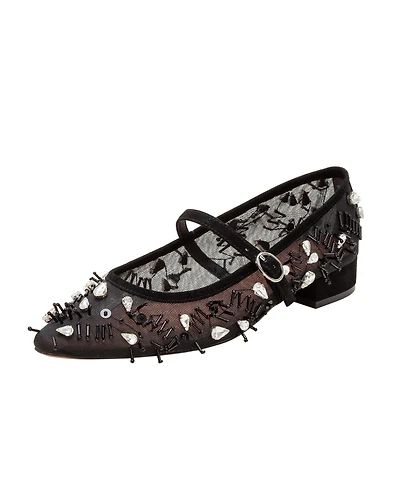 Maison | Beaded Mesh Low Heel Mj Pump