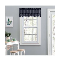 Ellis Stacey 1.5" Rod Pocket High Quality Fabric Solid Color Window Ruffled Filler Valance 54"x13" Navy