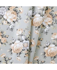 Ellis Bella Rose Stylish Medium Scale Printed Floral Pattern 1.5" Rod Pocket Tier 56"x24" Mist