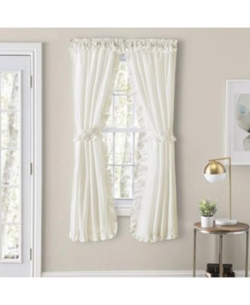 Ellis Home Classic Narrow Ruffle 2 Piece Natural Color Rod Pocket Curtain Panel 80 X22 X 25 X22