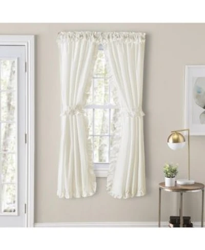 Ellis Home Classic Narrow Ruffle 2 Piece Natural Color Rod Pocket Curtain Panel 80 X22 X 25 X22