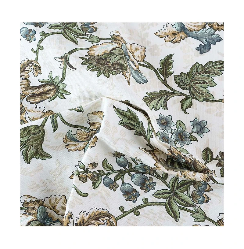 Ellis Curtain Madison Floral Design Printed Natural Ground 3" Rod Pocket Lined Scallop Valance 58" x 15" Blue