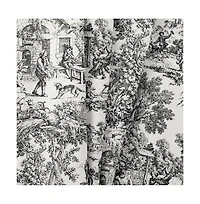 Ellis Curtain Victoria Park Toile Room Darkening Rod Pocket Window Curtain Panel - 68 x 63, Black