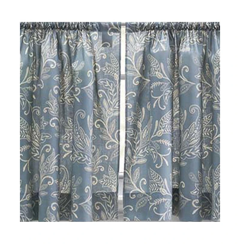 Ellis Curtain Lexington Leaf Pattern on Colored Ground Tailored Valance 58"x15" Blue