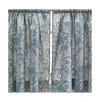 Ellis Curtain Lexington Leaf Pattern on Colored Ground Tailored Valance 58"x15" Blue