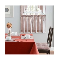 Ellis Curtain Plaza Classic Ticking Stripe Printed on Natural Ground 1.5" Rod Pocket Tailored Swag 56" x 36" Brick