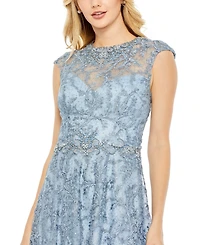 Mac Duggal Women's Embroidered Cap Sleeve A Line Gown