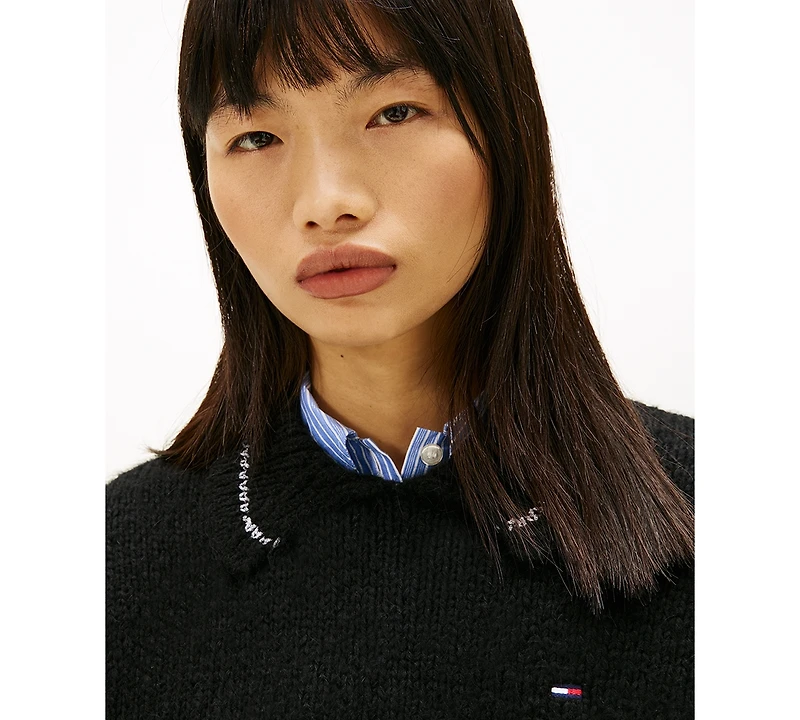 Tommy Jeans Women's Oversized Argyle Polo Collar Sweater