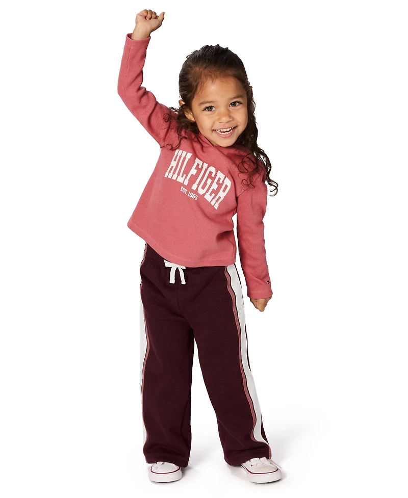 Tommy Hilfiger Toddler and Little Girls 2-Piece Hoodie Wide-Leg Pants Set