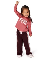 Tommy Hilfiger Toddler and Little Girls 2-Piece Hoodie Wide-Leg Pants Set