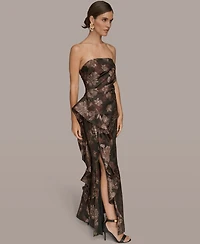 Donna Karan New York Women's Strapless Side Ruffle Dress