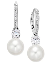 Eliot Danori Silver-Tone Crystal Imitation Pearl Drop Earrings, Created for Macy's