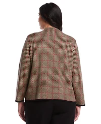 Rafaella Women's Plus Plaid Print Mock Neck Long Sleeve Sweater