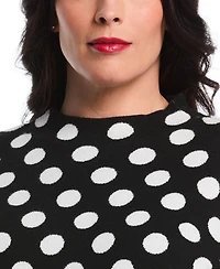 Rafaella Women's Plus Dot Print Mock Neck Long Sleeve Sweater