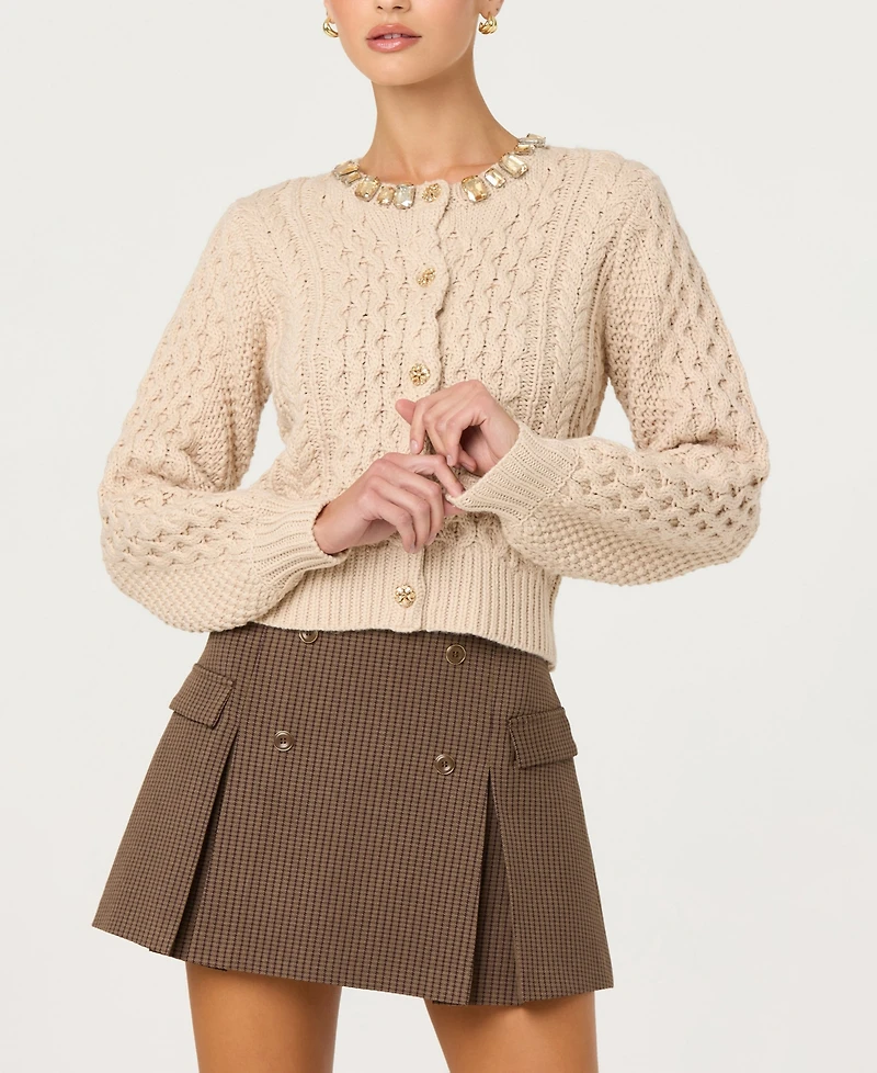 Astr the Label Women's Cathryn Crewneck Cardigan Sweater