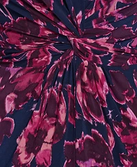 Jessica Howard Women's Puff Shoulder Sleeve Twist Front Midi Dress