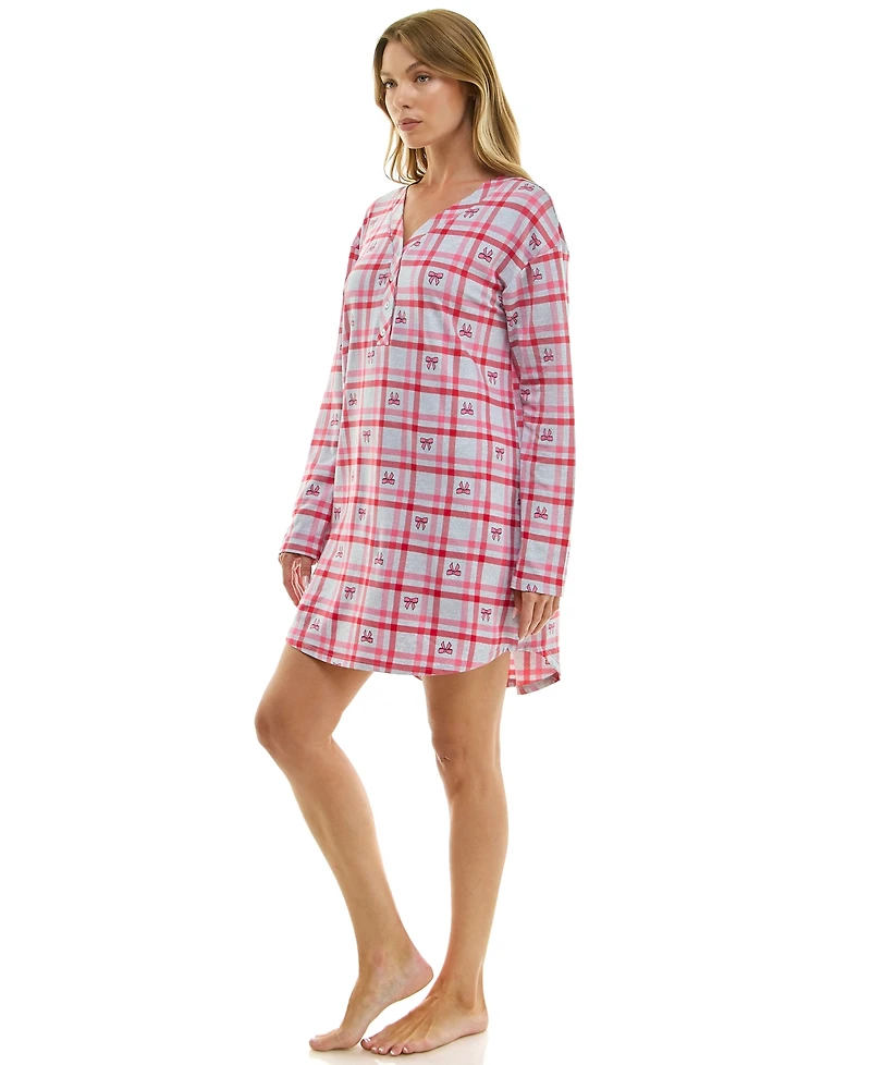 Roudelain Women's Printed Long-Sleeve V-Neck Sleepshirt
