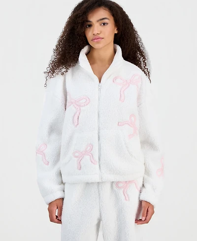 Madden Girl Juniors' Sherpa Fleece Zip-Up Jacket