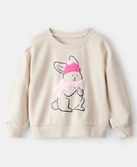 Carter's Girls Toddler 2T-5T Bunny Long-Sleeve Pull-On Sweatshirt