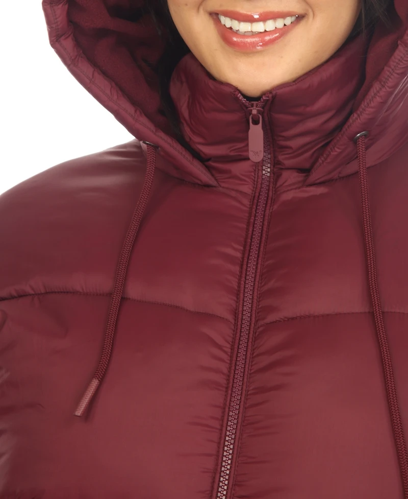 White Mark Plus Quilted Puffer Crop Jacket with Hood