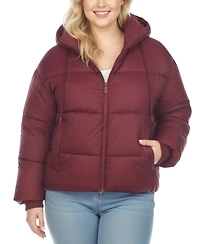 White Mark Plus Quilted Puffer Crop Jacket with Hood