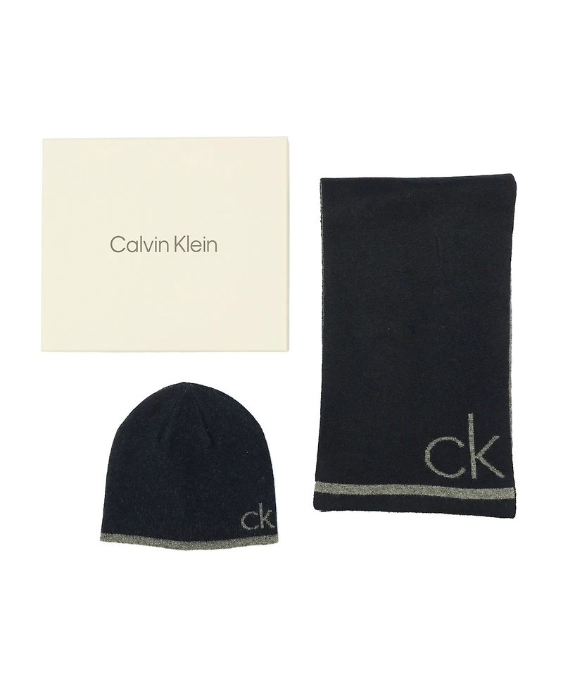 Calvin Klein Men's 2-Piece Fuzzy Scarf and Hat Set